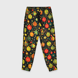 Брюки детские Новогодние елочные шары, цвет: 3D-принт