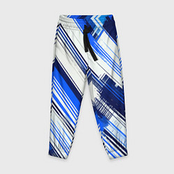 Брюки детские Синие диагональные полосы на белом фоне, цвет: 3D-принт