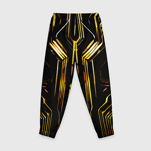 Детские брюки Золотые полосы на чёрном фоне / 3D-принт – фото 2
