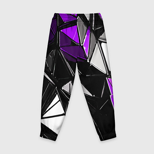 Детские брюки Фиолетово-белые рельефные треугольники на чёрном ф / 3D-принт – фото 2