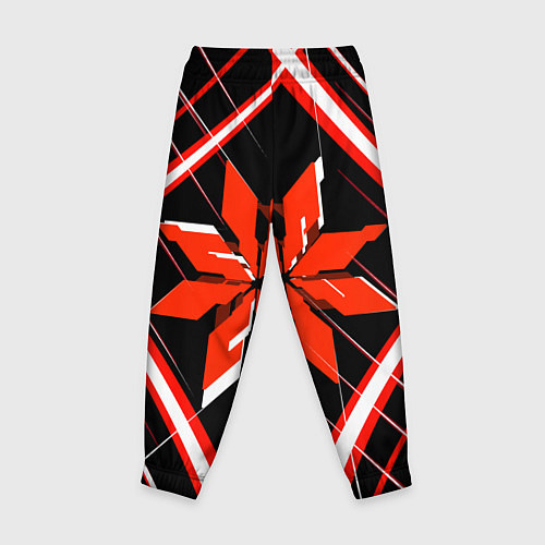 Детские брюки Красно-белая звезда и полосы на чёрном фоне / 3D-принт – фото 2