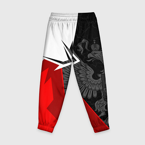 Детские брюки Герб России - красно-белый / 3D-принт – фото 2