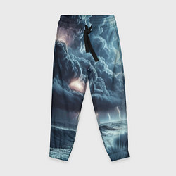 Брюки детские Шторм на море - сверкание молний, цвет: 3D-принт