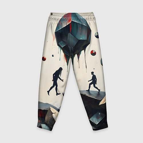 Детские брюки Сюрреалистичные люди и камни / 3D-принт – фото 2
