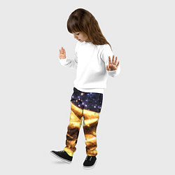 Брюки детские Золотая текстура и синее небо, цвет: 3D-принт — фото 2