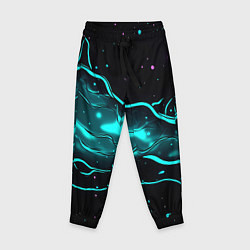 Брюки детские Голубые неоновые волны текстура, цвет: 3D-принт