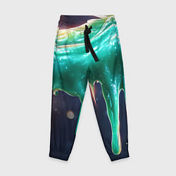 Брюки детские Текстура стекающая зеленая клякса, цвет: 3D-принт