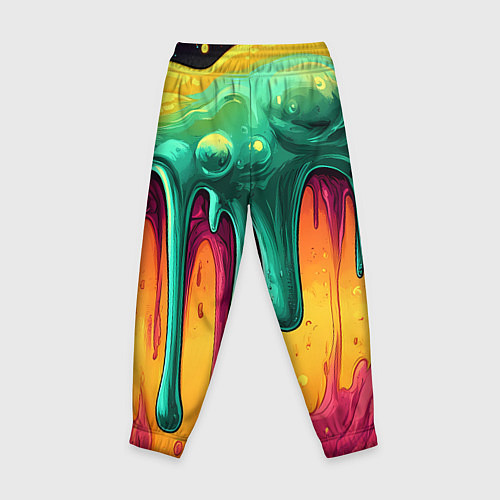 Детские брюки Зелено-оранжевая клякса / 3D-принт – фото 2