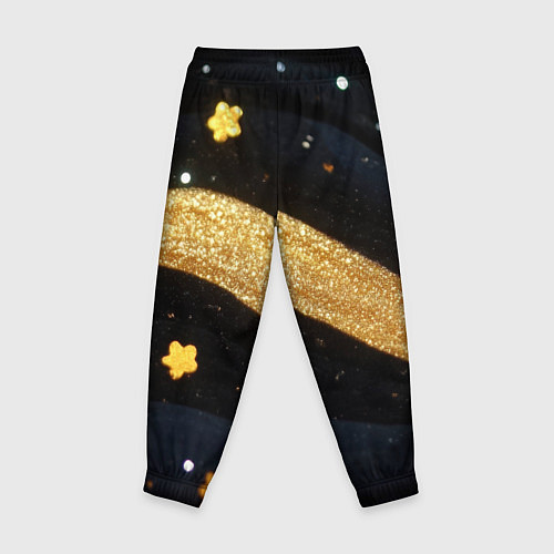 Детские брюки Золотые волны текстура / 3D-принт – фото 2