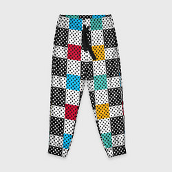 Брюки детские Узор в горошек пэчворк разноцветный, цвет: 3D-принт