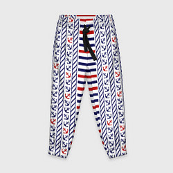 Брюки детские Полосатый морской орнамент с якорями, цвет: 3D-принт