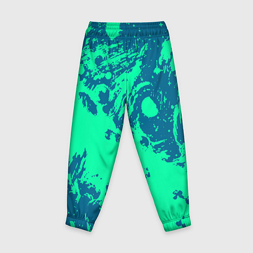 Детские брюки Сине-зелёный абстракция краски / 3D-принт – фото 2