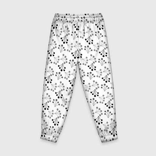 Детские брюки Черно белый ягодный узор ретро / 3D-принт – фото 2