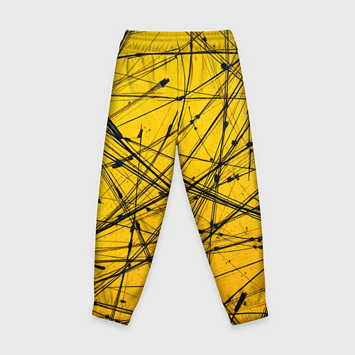 Детские брюки Черные штрихи на желтом / 3D-принт – фото 2