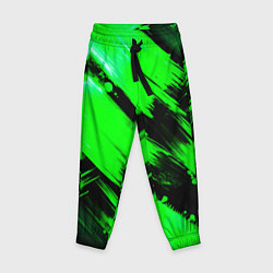 Брюки детские Зеленые мазки краски на черном, цвет: 3D-принт