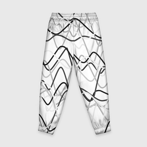 Детские брюки Белый с серыми волнистыми полосами / 3D-принт – фото 2