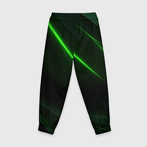 Детские брюки Зеленая текстура с неоновыми линиями / 3D-принт – фото 2