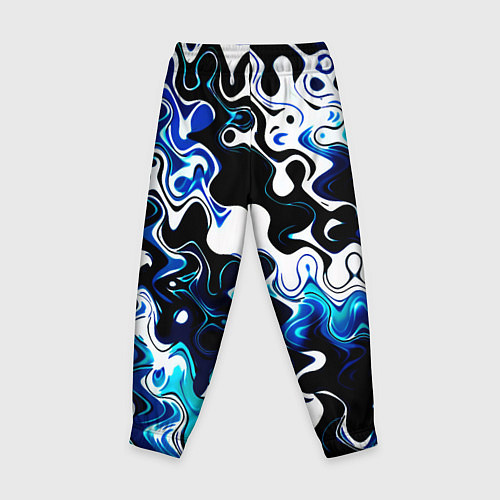 Детские брюки Абстракция разлитые краски чёрно-сине-белый / 3D-принт – фото 2