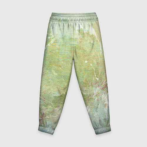 Детские брюки Абстракция - white waves on green background / 3D-принт – фото 2