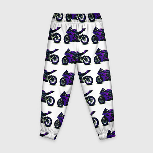 Детские брюки Motorcycle purple gloss / 3D-принт – фото 2