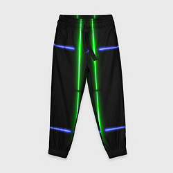 Брюки детские Neon black light blue green line, цвет: 3D-принт