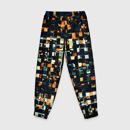 Детские брюки Тёмный синий с оранжевым кубики абстракция / 3D-принт – фото 2