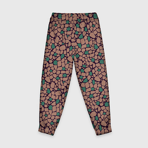 Детские брюки Мелкий мозаичный коричневый зеленый узор хакки / 3D-принт – фото 2