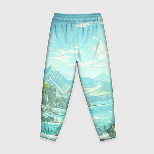 Детские брюки Художественный берег со скалами / 3D-принт – фото 2