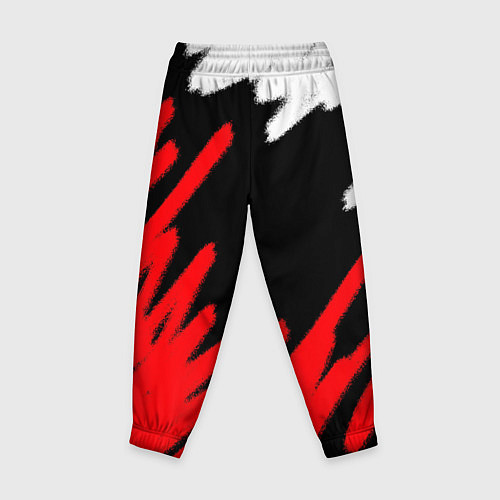 Детские брюки Спорт бело-чёрно-красный штрихи / 3D-принт – фото 2