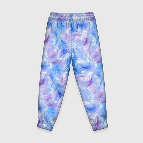 Детские брюки Узор из голубых и сиреневых перьев / 3D-принт – фото 2