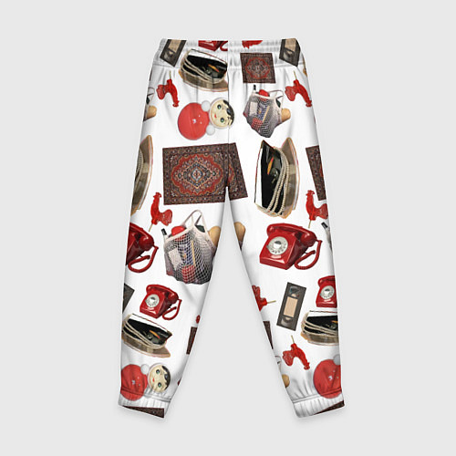 Детские брюки Неваляшка утюг ретро авоська петушок телефон / 3D-принт – фото 2