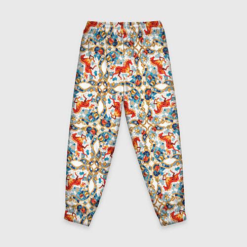 Детские брюки Орнамент с лошадью - символом Нового 2026 года / 3D-принт – фото 2