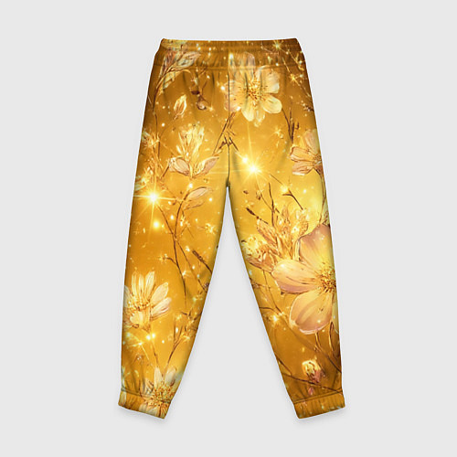 Детские брюки Цветочный золотой с искрами / 3D-принт – фото 2