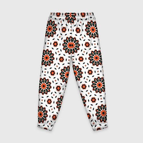 Детские брюки Геометрические цветы на белом / 3D-принт – фото 2
