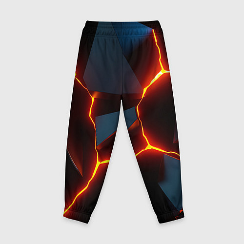 Детские брюки Трещины неоновые / 3D-принт – фото 2