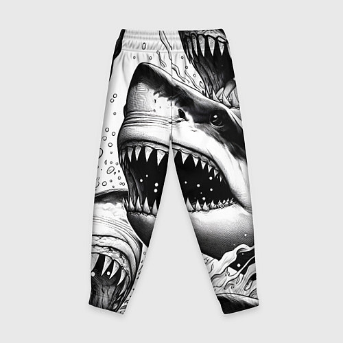 Детские брюки Белая акула - стая / 3D-принт – фото 2