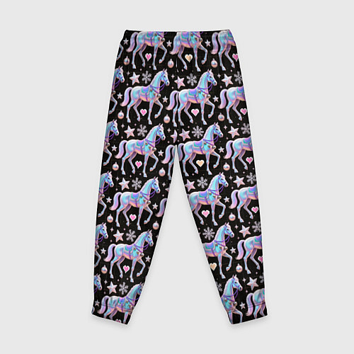 Детские брюки Новогодние лошади y2k / 3D-принт – фото 2