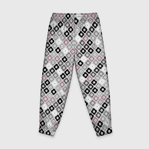 Детские брюки Цветочный серо-розовый узор ретро / 3D-принт – фото 2
