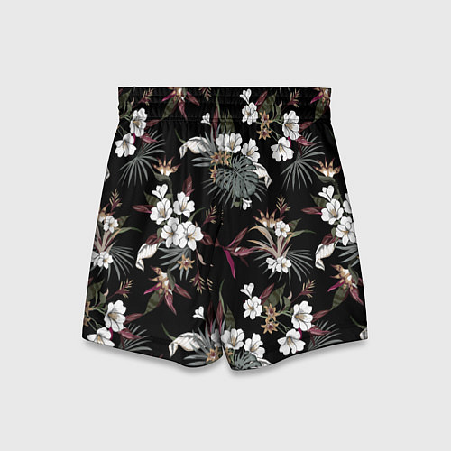 Детские шорты Белые цветы в темноте / 3D-принт – фото 2