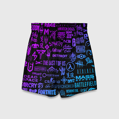 Детские шорты Неоновые лого игр / 3D-принт – фото 2