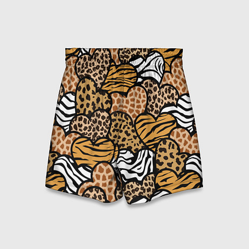 Детские шорты Сердца из шкур африканских животных / 3D-принт – фото 2
