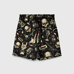 Шорты детские Гранж с черепами, цвет: 3D-принт
