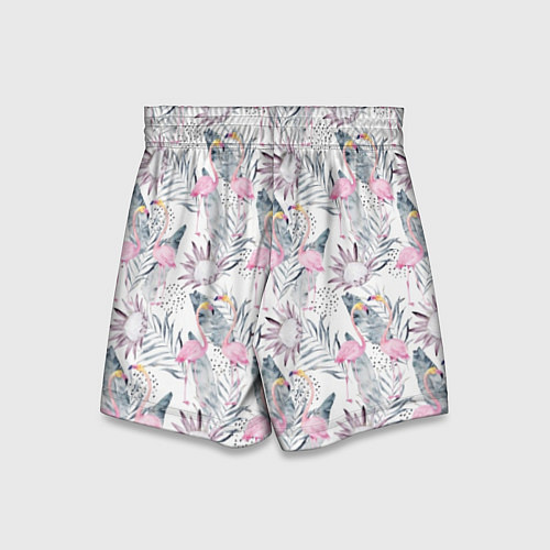 Детские шорты Тропические фламинго / 3D-принт – фото 2