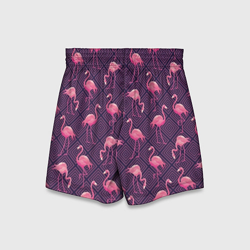 Детские шорты Фиолетовые фламинго / 3D-принт – фото 2