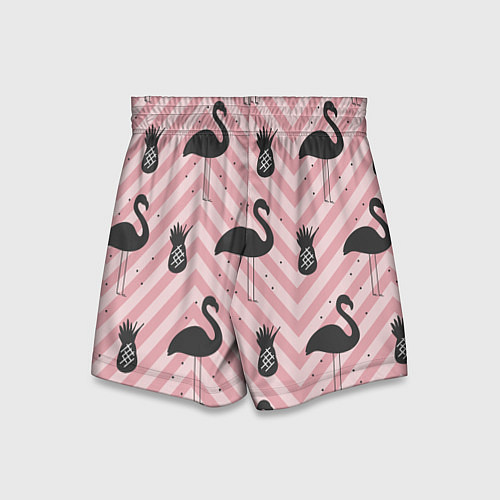 Детские шорты Черный фламинго арт / 3D-принт – фото 2