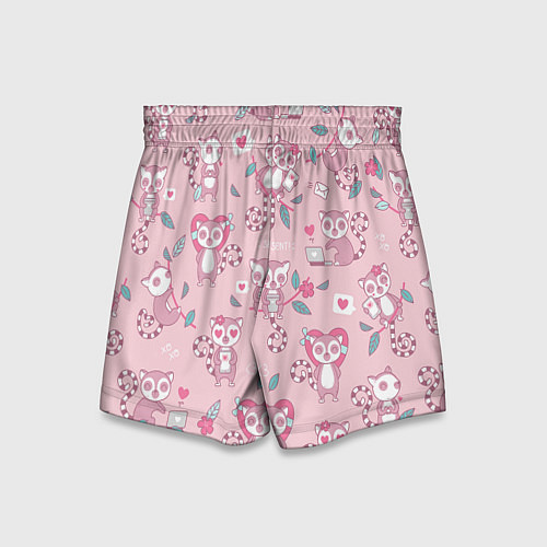 Детские шорты Лемуры любовь розовый фон / 3D-принт – фото 2