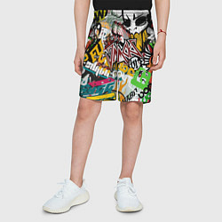 Шорты детские Стикеры, цвет: 3D-принт — фото 2