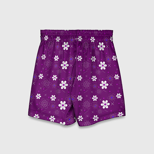 Детские шорты Узор цветы на фиолетовом фоне / 3D-принт – фото 2