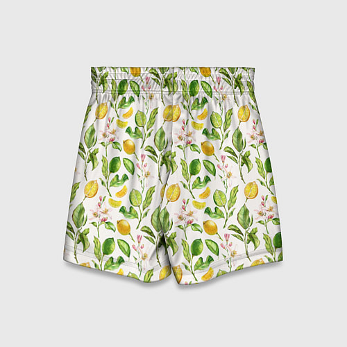 Детские шорты Летний узор лимон ветки листья / 3D-принт – фото 2