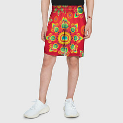 Шорты детские Цветок перья жар-птицы, цвет: 3D-принт — фото 2